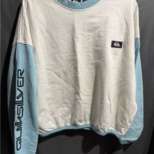 Quiksilver Cream and Light Blue Raglan Pullover